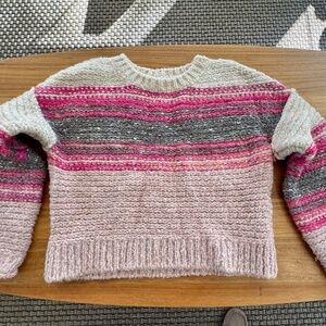 Pilcro - Anthropologie, XS, Pink and Cream with Stripes Chunky Sweater